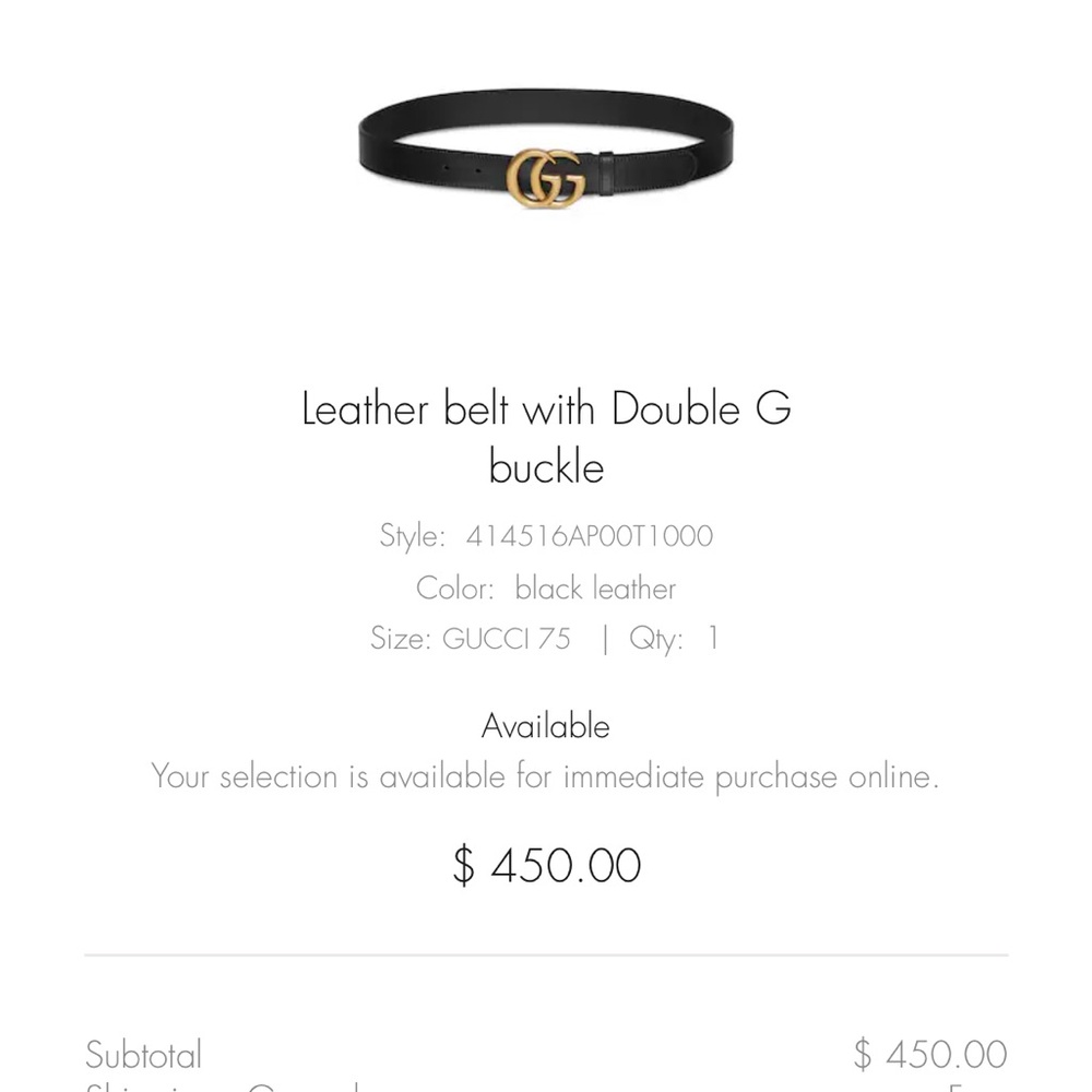 Gucci Black Leather Belt with Gold Tone Buckle Detail - Picture 6 of 6